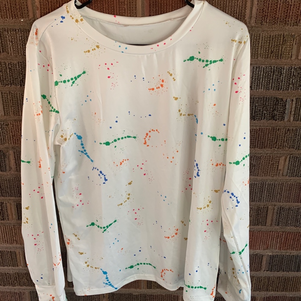 (NEVER WORN) Top/Pants set White Paint-Splatter